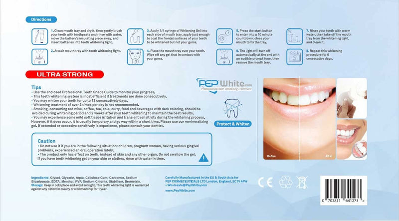 [Australia] - PepWhite Ultra - Super Strong Teeth Whitening (3 x Gel Refill + Mouth Tray Only) 4 Piece Set 