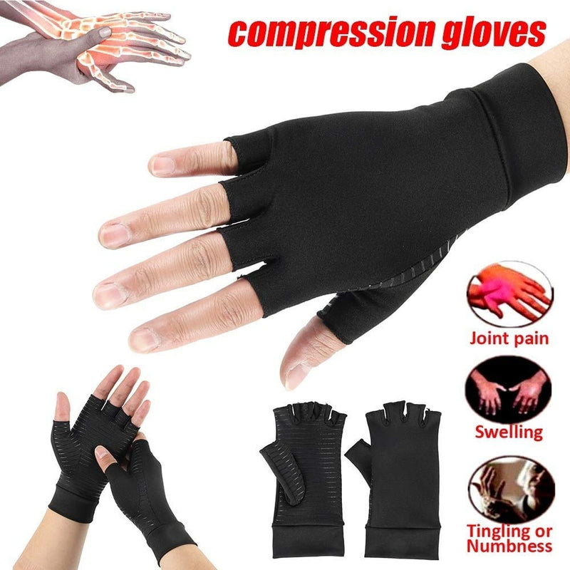 [Australia] - Copper Arthritis Gloves, Compression Gloves for Hands and Fingers Rehabilitation, Arthritis Gloves for Women Men Relief Hand Pain of Arthritis, Swelling, Carpal Tunnel - Size Large Large (1 Pair) 