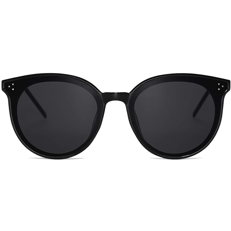 [Australia] - SOJOS Retro Round Sunglasses for Women Oversized Mirrored Glasses DOLPHIN SJ2068 Dark Black/Black Multicolor 