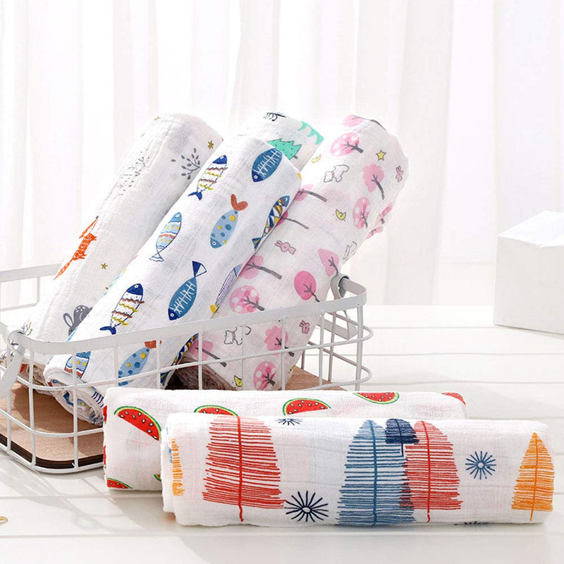 [Australia] - BuxiuGK Baby Muslin Cloths Soft Bamboo Cotton Baby Swaddle Blanket Muslin Squares for Baby Girl or Boy,120cm X 110cm/47"x43",Pink tree Pink Tree 