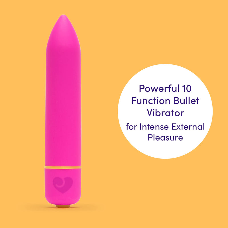[Australia] - Lovehoney Excite Bullet Vibrator - 3.5 Inch Powerful Mini Vibrator - 10 Function Quiet Bullet Vibrator for Women - Waterproof - Pink 