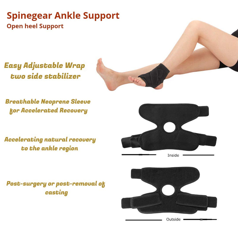 [Australia] - Spinegear Ankle Support Brace, Breathable Neoprene Sleeve, Adjustable Wrap for Men & Women, One Size Fits Both Right/Left Leg 
