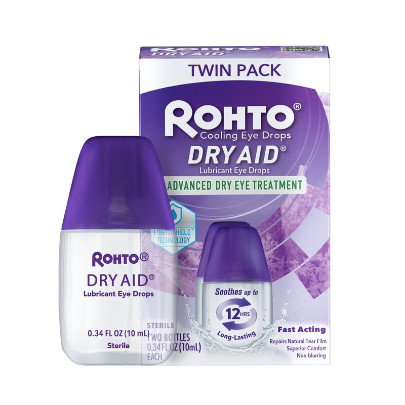 [Australia] - Rohto DryAid Eye Relief Lubricant Eye Drops, Twin Pack, Dry Eye Relief, 0.34 Fl Oz 