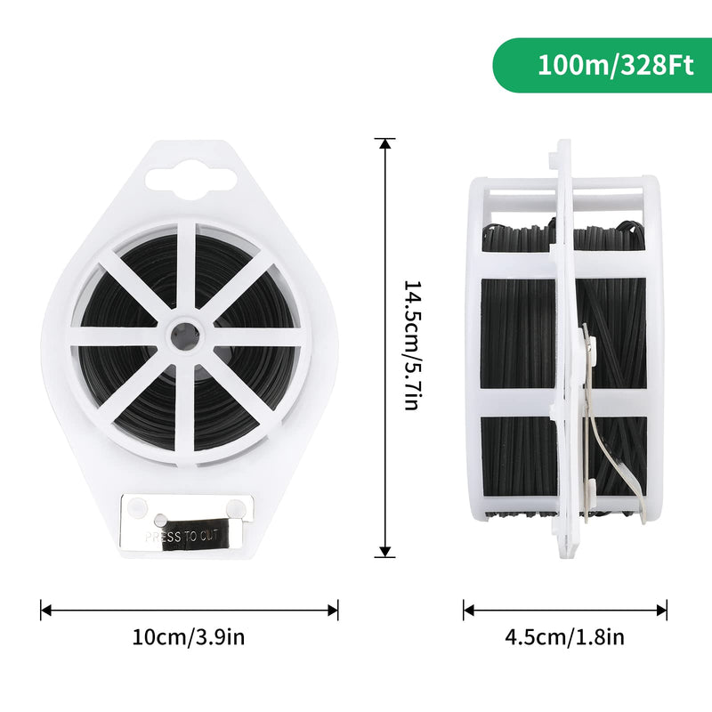 [Australia] - KINGLAKE 328 Feet Sturdy Plastic Garden Plant Twist Tie Multi-Use for Secure Vines,Plants Black 