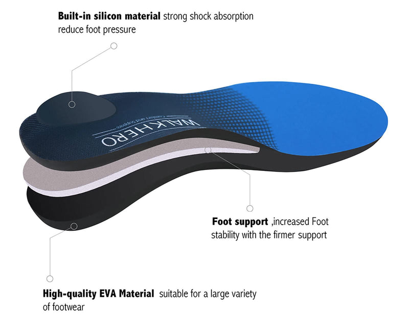 [Australia] - Plantar Fasciitis Feet Insoles Arch Supports Orthotics Inserts for Flat Feet, High Arch, Foot Pain Mens 12 - 12 1/2 | Womens 14 - 14 1/2 Blue 