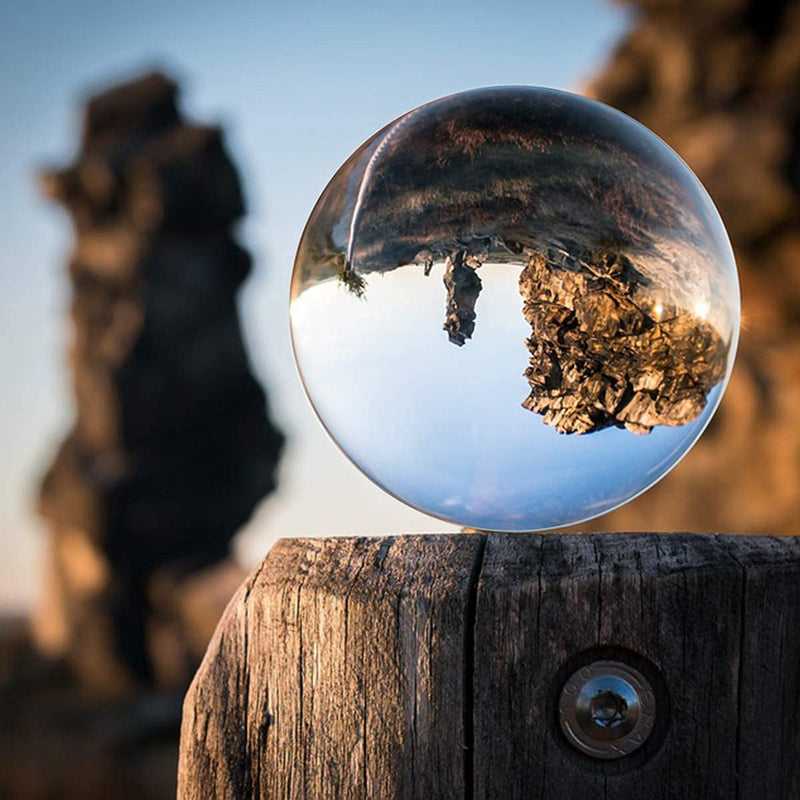 [Australia] - Crystal Ball Crystal Sphere with Wood Stand 40mm Clear Crystal Ball Feng Shui Crystal Display Sphere Ornaments for Meditation Healing 