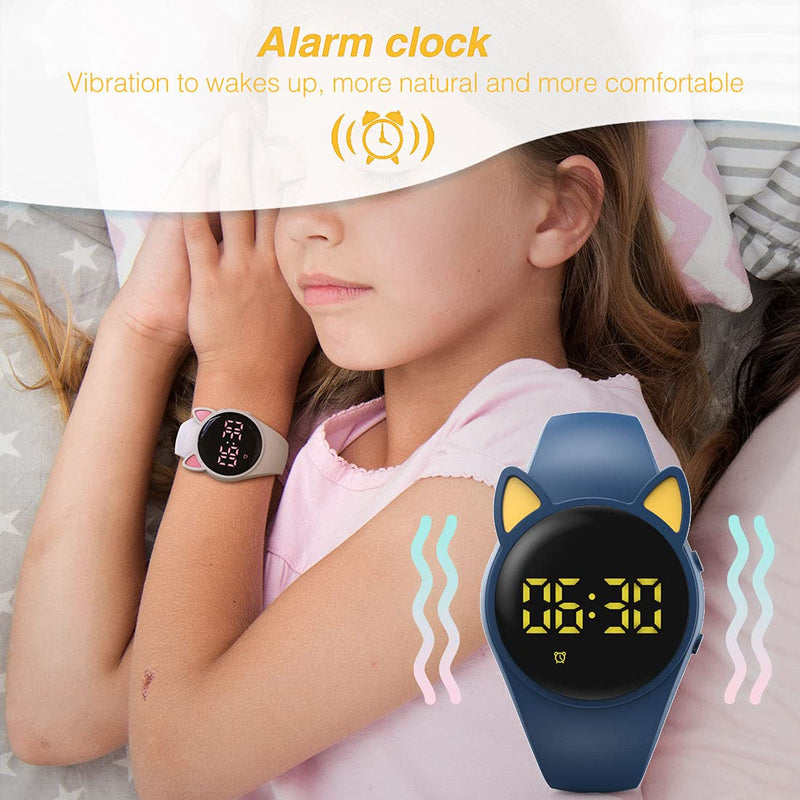 [Australia] - Led Digital Pedometer Watch , Digital Steps Tracker , Non-Bluetooth, Vibrating Alarm Clock, Stopwatch, Great Gift for Children Teens Girls Boys Women Blue/yellow 