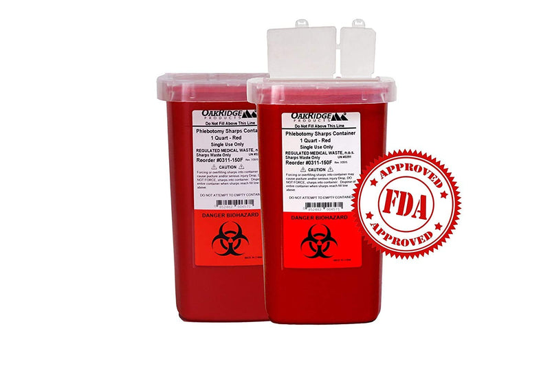 [Australia] - 1 Quart Size (Pack of 3) | Oakridge Products Sharps Container with Flip Lid | for Diabetics 