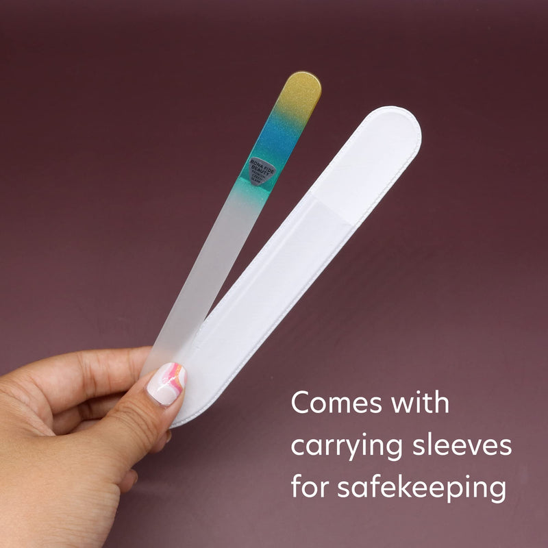 [Australia] - Glass Nail Files for Natural Nails, Fingernail Files, Manicure Set Nail Care, Gentle Comfortable Filing, Leaves Nails Smooth - Bona Fide Beauty 10-Piece Premium Czech Crystal Nail Files 10 Count (Pack of 1) 