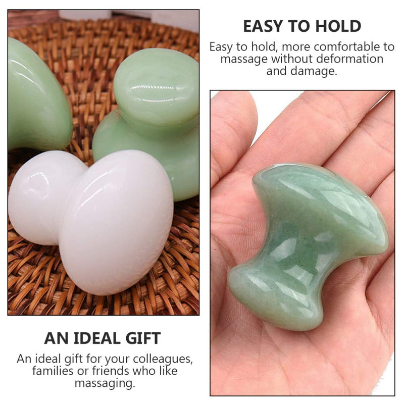 [Australia] - SOLUSTRE Scraping Massage Tool Jade Chakra Healing Relaxing Stone Mushroom Shape Guasha Facial Massager Good for Eye Face Neck Skin Body Beauty Spa (2Pcs, Green) 