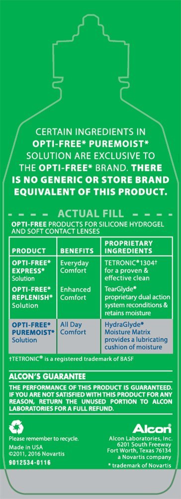 [Australia] - Opti-Free Puremoist Multi-Purpose Disinfecting Solution with Lens Case, 10-Ounces, 10 FL Oz (Pack of 1) 