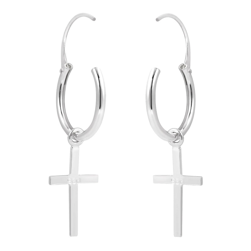 [Australia] - Essential Cross .925 Sterling Silver Hoop Earrings 