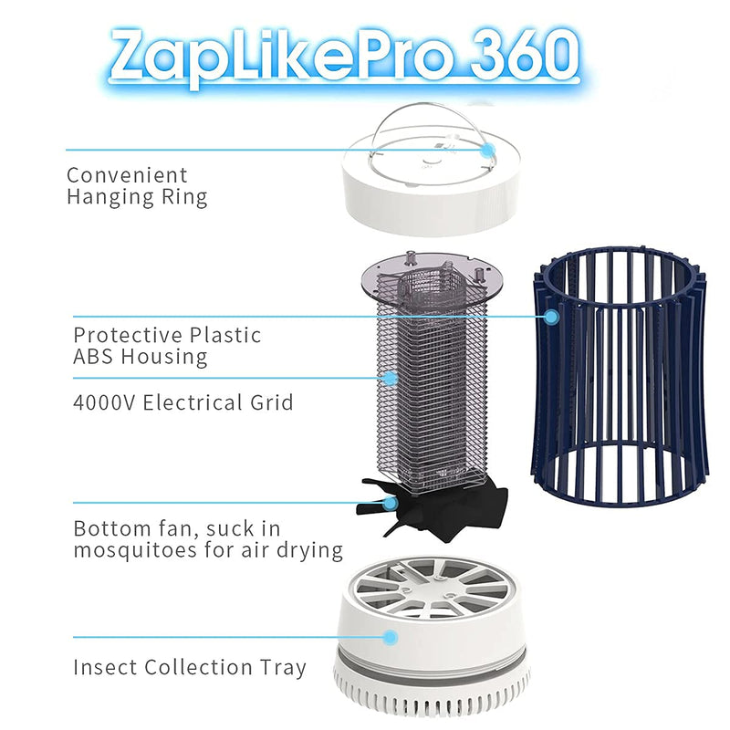 [Australia] - AICase Portable electronic rechargeable mosquito fly killer lamp/bug zapper for summer trip,outdoor camping,patio,home and garden (white) White 