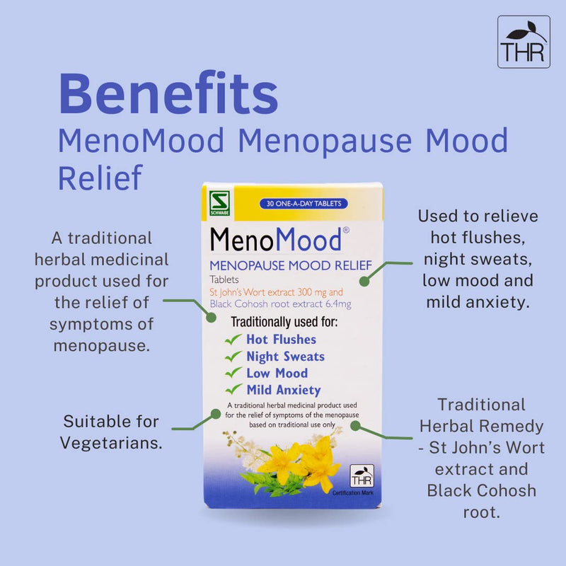 [Australia] - Schwabe Pharma - MenoMood - Menopause Mood Relief - St. John's Wort and Black Cohosh Extract - Traditionally Used for Hot Flushes, Night Sweats, Low Mood, Mild Anxiety - 30 Tablets 