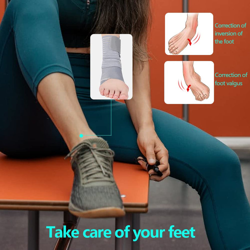 [Australia] - Sopfai Ankle Brace for Women and Men,Adjustable Ankle Support for Achilles Tendonitis Felief Plantar Fasciitis,Strains,Sports Support（One Size + Gray） 