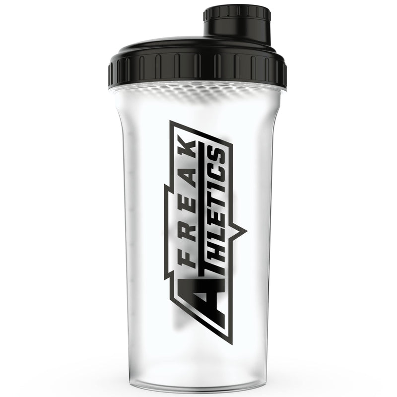 [Australia] - Protein Shaker Bottle 700ml Premium BPA Free shaker Bottle by Freak Athletics (Clear Transparent / Black Lid) Clear Transparent / Black Lid 