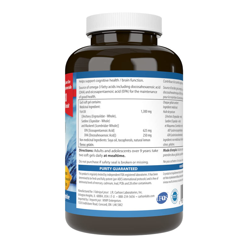 [Australia] - Carlson - Maximum Omega 2000, 2000 mg Omega-3 Fatty Acids Including EPA and DHA, Wild-Caught, Norwegian Fish Oil Supplement, Sustainably Sourced Fish Oil Capsules, Lemon, 90+30 Softgels 120 Count (Pack of 1) 