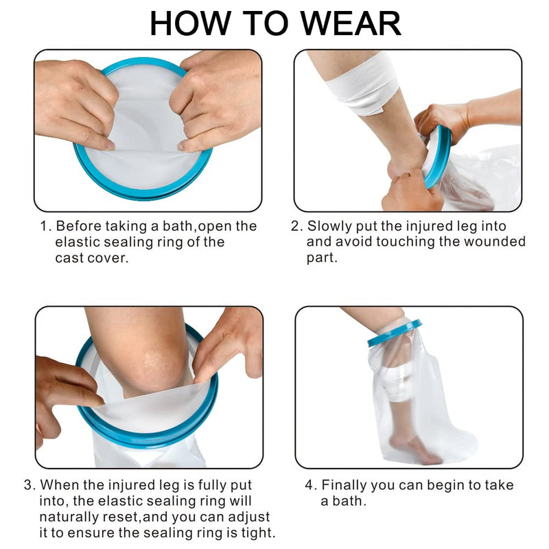 [Australia] - DESTRIC Waterproof Leg Cast Cover for Shower,Cast and Bandage Protector for Bathing,Watertight Plastic Protection Reusable Seal for Broken Leg Knee Foot Ankle Wound 1 Count (Pack of 1) 