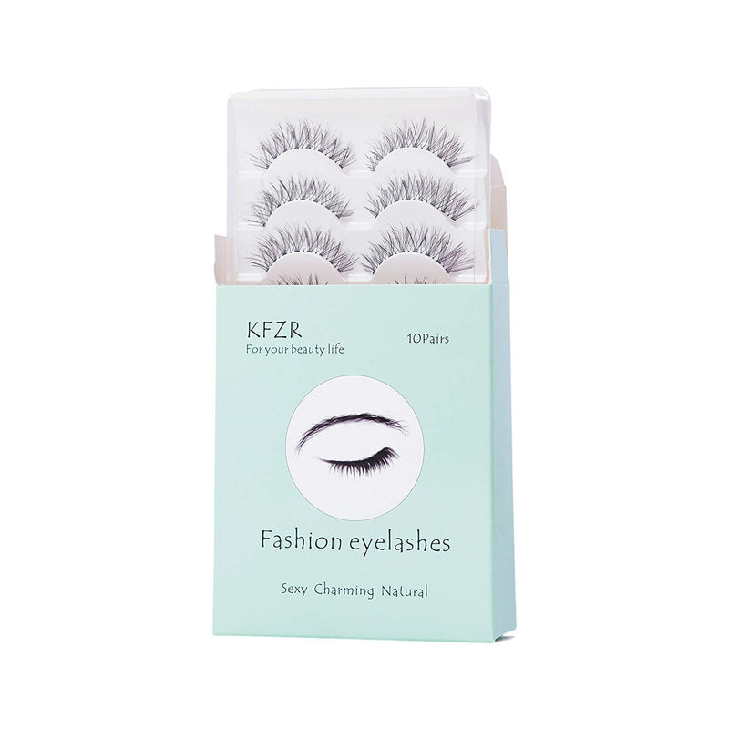 [Australia] - 10 Pairs False Lashes Eyelashes Natural Look Handmade Crisscross 3D Reusable Black 10Pairs A533 