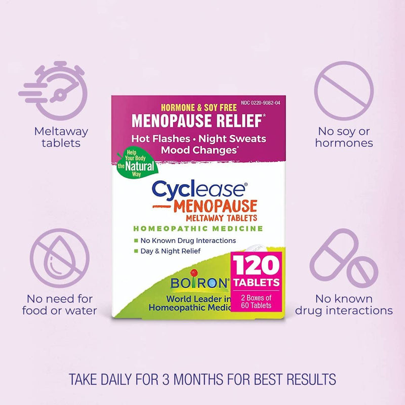 [Australia] - Boiron Cyclease Menopause for Relief from Hot Flashes, Mood Changes, Night Sweats, and Irritability - 120 Count (2 Pack of 60) 