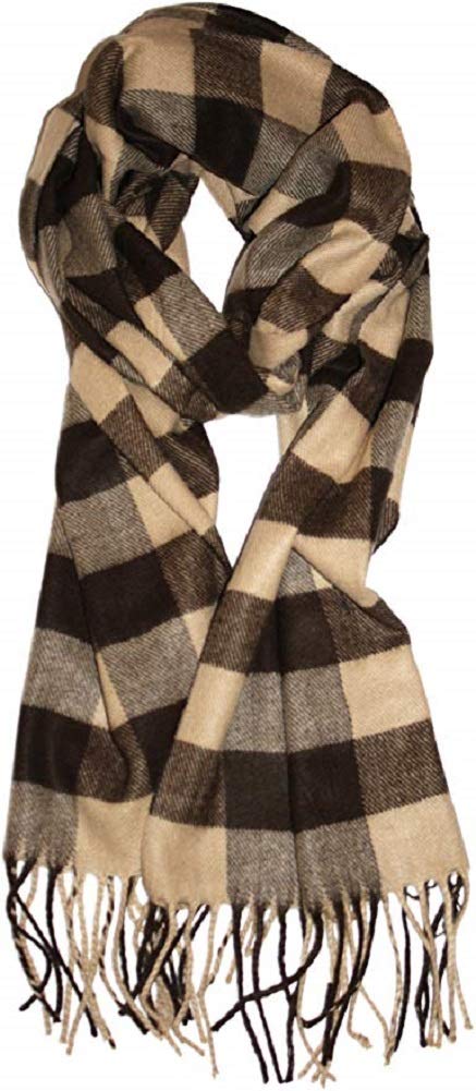 [Australia] - Veronz Super Soft Classic Cashmere Feel Winter Scarf Beige Buffalo Check 