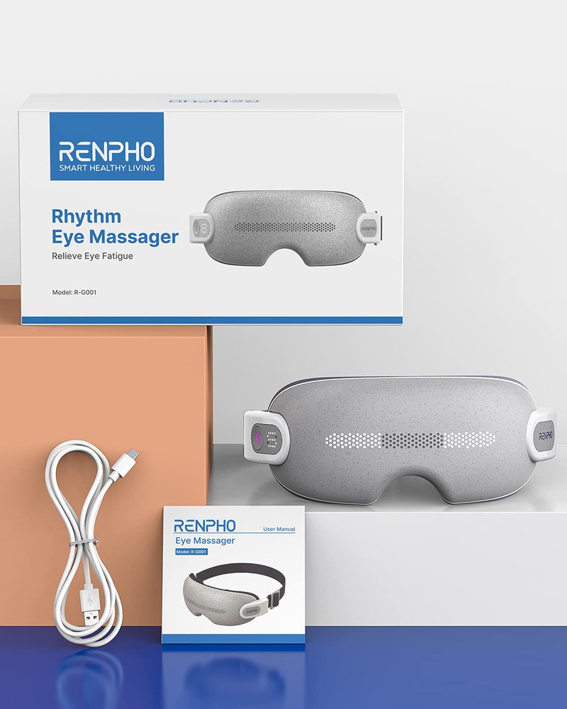 [Australia] - RENPHO New Rhythm Eye Massager Electric Vibration Eye Massage Mask with Bluetooth Music and 16 Massage Heads 5 Modes Eye Care Machine Better for Eye Relax Dry Eyes Dark Circles D 