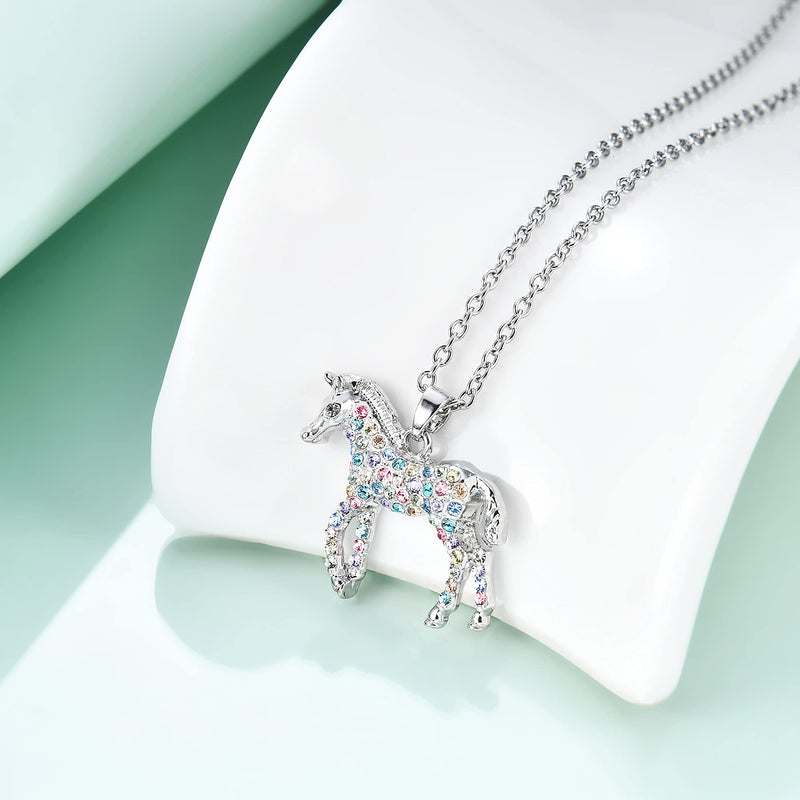 [Australia] - Girls Horse Necklace Gifts,Little Rainbow Horse Jewelry for Women Boys,Initial Letter Necklaces Pendant for Teen Girls Horse Lovers Little Horse Mix for Girls 