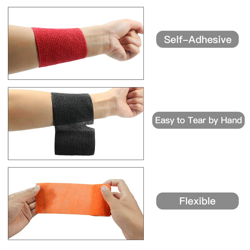 [Australia] - GooGou Self Adherent Wrap Bandages Self Adhering Cohesive Tape Elastic Athletic Sports Tape for Sports Sprain Swelling and Soreness on Wrist and Ankle 6PCS 3 in X 14.7 ft (Black) Black 