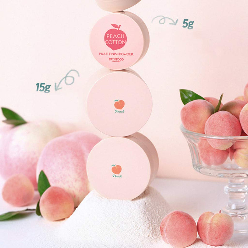 [Australia] - SKINFOOD Peach Cotton Multi Finish Powder 15g - Korean Peach Extract & Calamin Sebum Control Face Powder - Silky Setting Powder - Setting Powder for Oily Skin - Sweet Peach Scent for Soft Skin 
