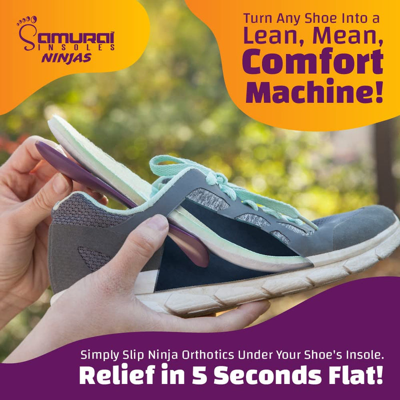 [Australia] - Samurai Insoles Ninjas Plantar Fasciitis Relief Arch Support Shoe Insoles - Podiatrist Designed, Orthotic Lab Made in The USA 7-7.5 Women/5-5.5 Men 