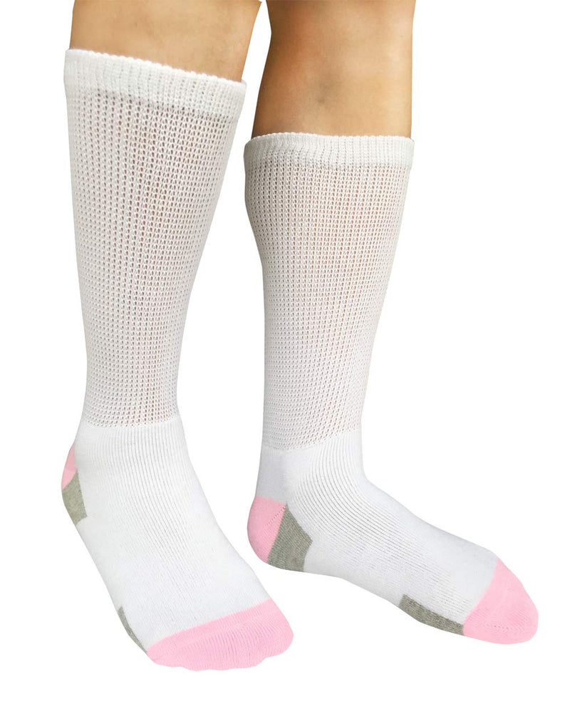 [Australia] - Women Diabetic Socks Non-Binding Wide Top Loose Fitting Medical Hospital Socks for Diabetes Edema Thick Ankle Crew Socks Casual Dress Sox 