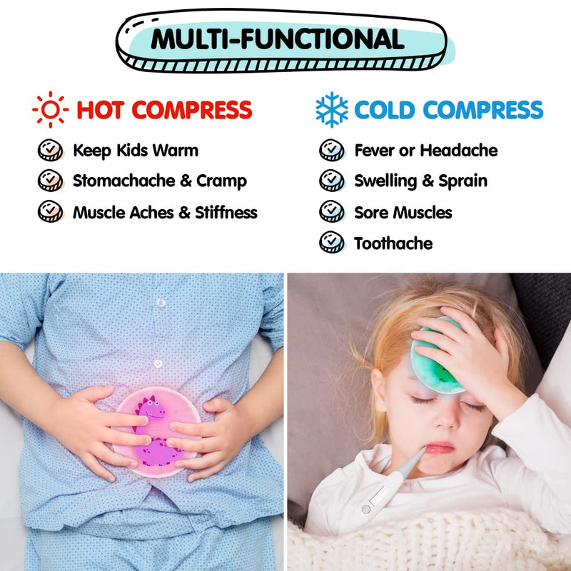 [Australia] - Hilph Kids Cold Compress Ice Pack for Bump and Bruise, Reusable Childrens Hot and Cold Gel Cool Pack for Kids Injuries, First Aid, Pain Relief, Headache, Cuts & Insect Bites (4.52"x4.52") A-3 Dinosaurs 