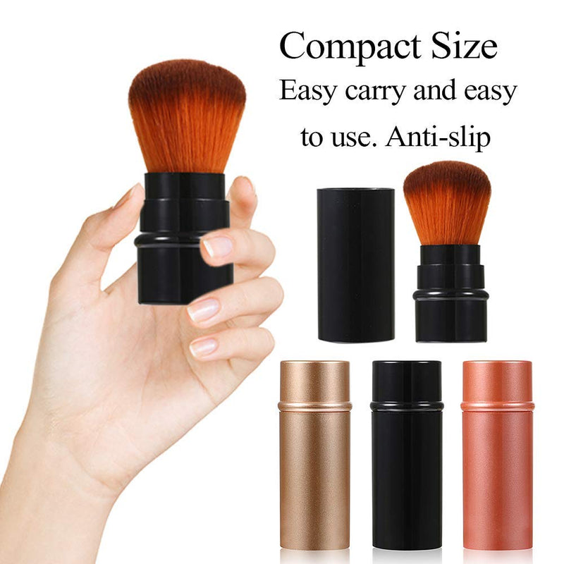 [Australia] - Vtrem Kabuki Foundation Brush Retractable 3 Colors Red Black Brown Professional Travel Brushes Blush Small & Soft Makeup Tool for Mineral Powder, Contouring, Cream Red/Black/Brown Retractable Blush Brush *3 