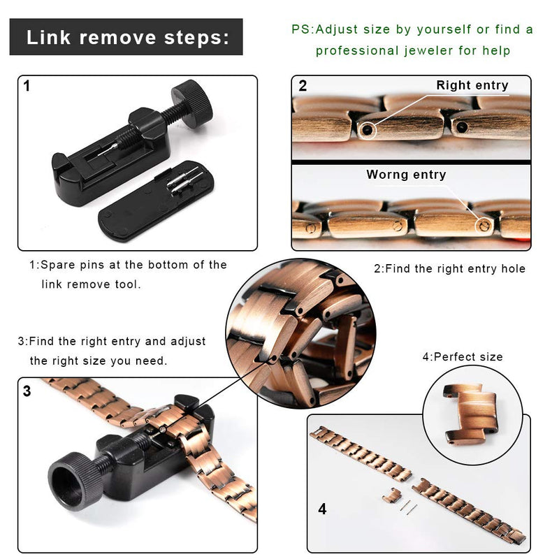[Australia] - JFUME Pure Copper Bracelets Two Tone Bracelet for Men 8.5Inches Adjustable with Link Removal Tool Red 