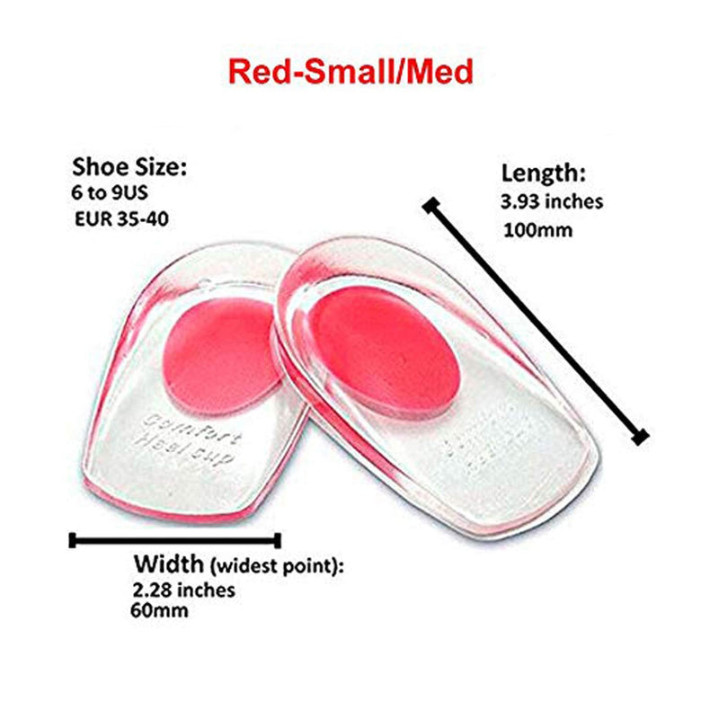 [Australia] - 3 Pairs of Gel Heel Cups Heel Support Pads Cushions for Plantar Fasciitis Heel Pain (Women/Red/Small/Med) Women/Red/Small/Med 