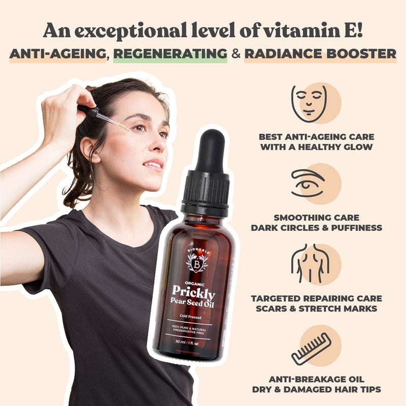 [Australia] - ORGANIC PRICKLY PEAR SEED OIL | 100% Pure, Natural & Cold Pressed | Face, Body, Hair, Beard, Nails | Vegan & Cruelty Free | Glass Bottle + Pipette (30ml) 30 ml (Pack of 1) 