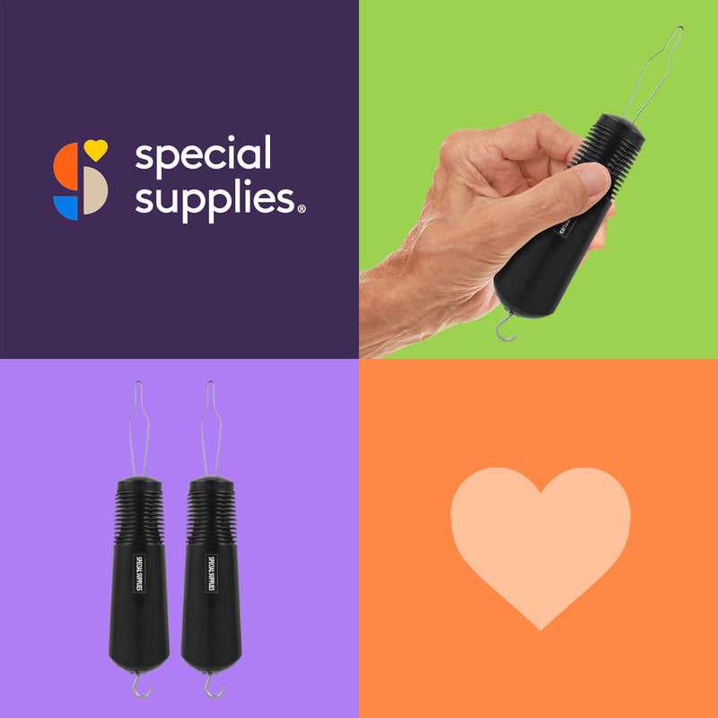 [Australia] - Special Supplies Button Hook (2 Pack) Wire Loop Pull Through - Shirt, Dress, Collar - Non-Slip, Ribbed Grip for Seniors, Arthritis Sufferers - Wide Gripper, Puller Dressing Aid (Universal) 2 Pack 