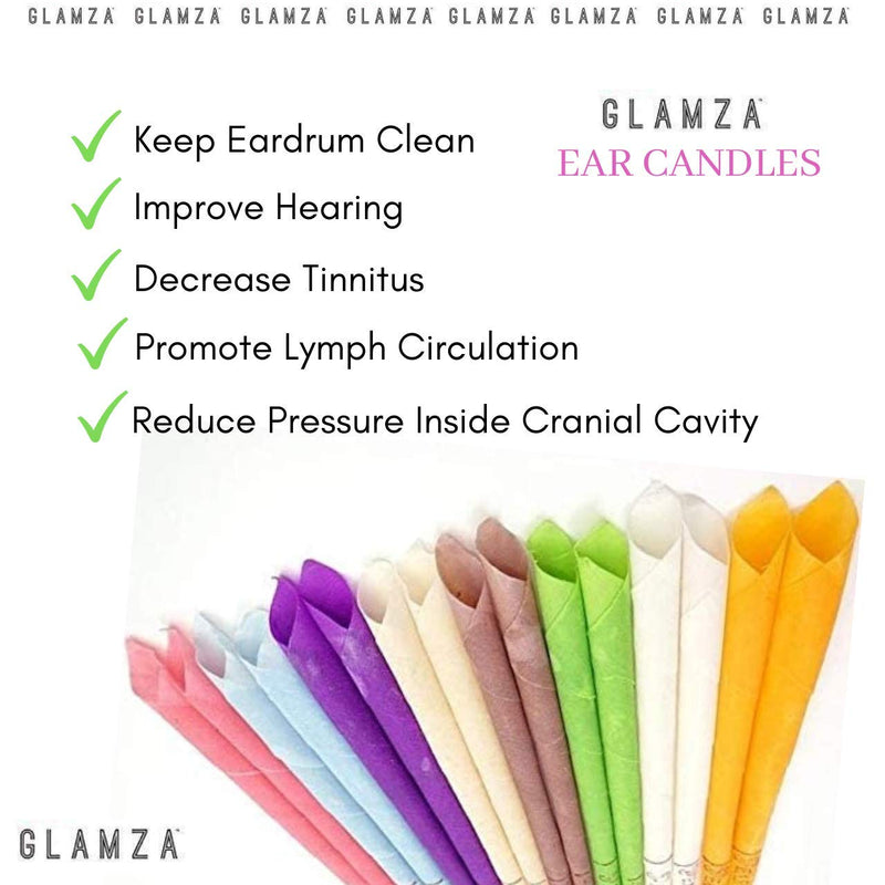 [Australia] - Organic Hopi Ear Candles for Blocked Ears - All Natural Ear Wax Remover GLAMZA 100% Natural Beeswax Candle - 16pcs (8 Pairs) with 8 Protective Disc Cones for Safe & Effective Ear Candling 