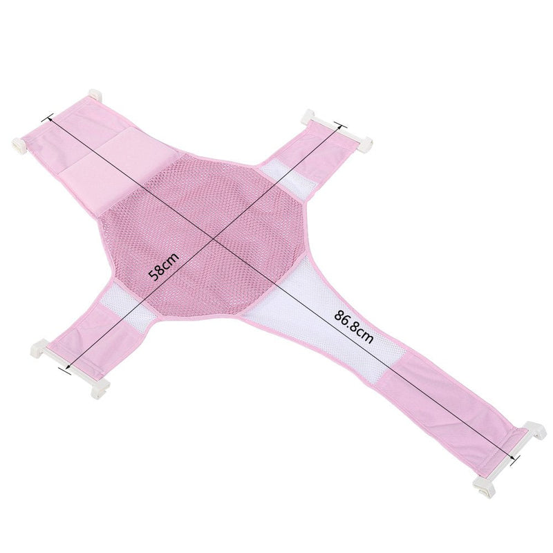 [Australia] - 2 Colors Infant Bathtub Sling Shower Seat Support Anti-Slip Net Baby Toddle Bath Seat Adjustable Cradle (Pink),Baby Bath Pink 