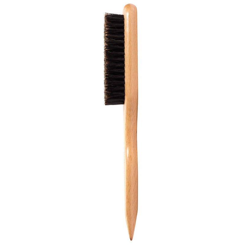 [Australia] - GranNaturals Wide Boar Bristle Teasing Brush & Smoothing Brush for Slick Back Hair, Edge Control, Backcombing to Create Sleek Hairstyle - Wooden Wide Rat Tail for Hair Sectioning 