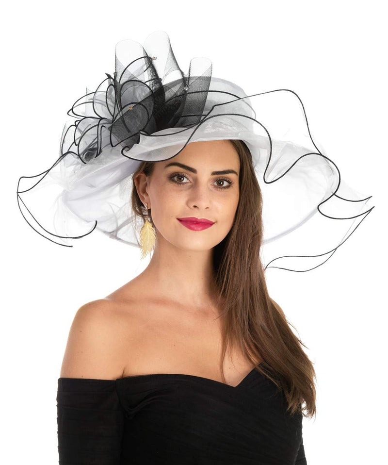 [Australia] - Women's Organza Church Kentucky Derby British Fascinator Bridal Tea Party Wedding Hat Summer Ruffles Cap Hjh-red Flower 