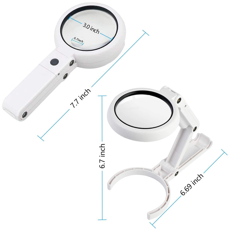 [Australia] - Magnifying Glass with Light and Stand - 2 in 1 Lightweight Magnifier with Light and Stand & Two-level Dimming Suitable for Reading, Repair, Needle Crafts, Puzzle & Hobby Fans 