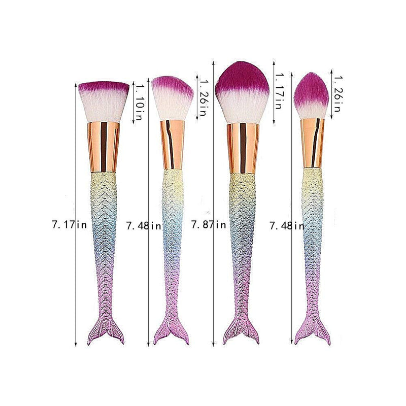 [Australia] - 6 Pieces Mermaid Makeup Brush Set Lovely Makeup Brush Kit for Girls Portable Beauty Cosmetic Tools Women Cosmetic Concealer Brush 