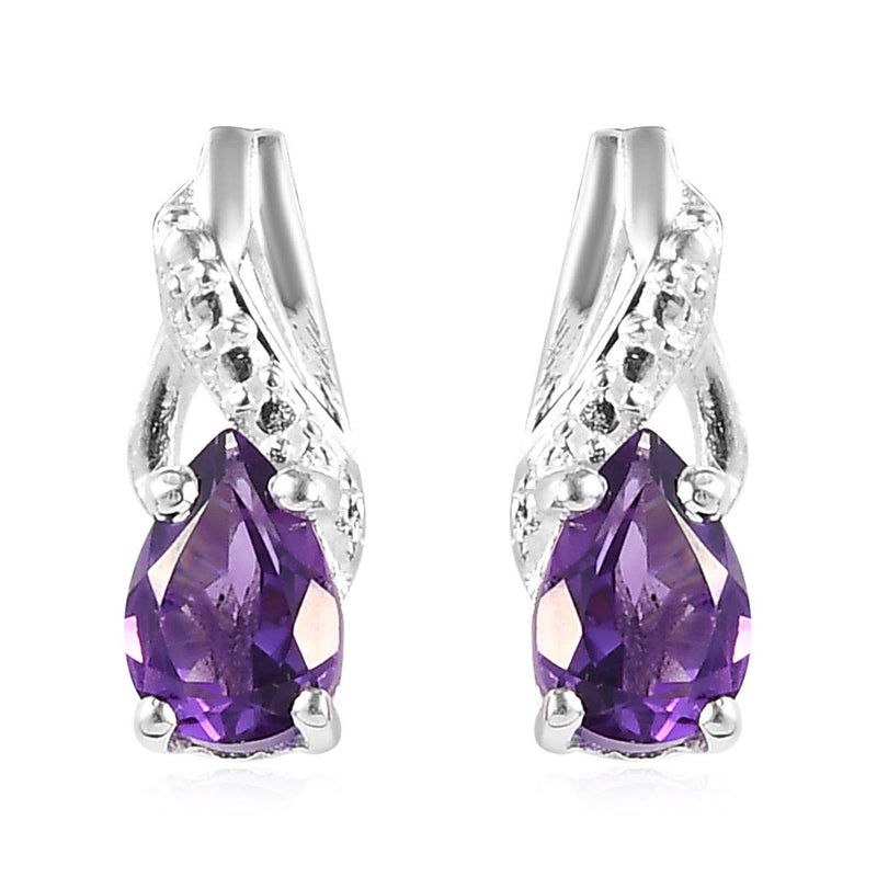 [Australia] - Shop LC Delivering Joy 925 Sterling Silver Dangle Drop Earrings Chain Pendant Necklace Jewelry Set for Women 20''(Amethyst/Garnet/Citrine/Topaz/Tourmaline) Amethyst 