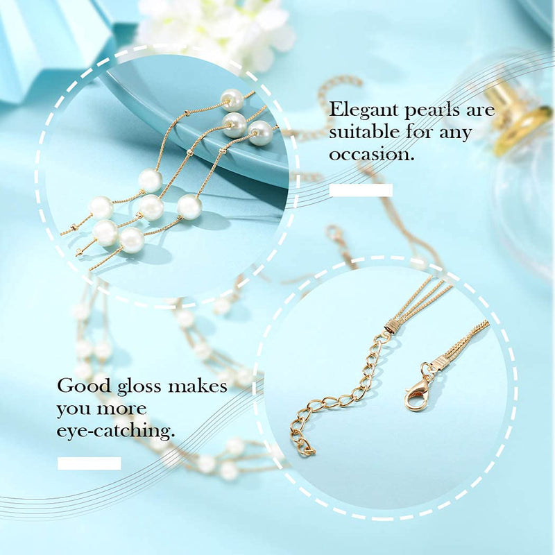 [Australia] - Evazen Bride Wedding Jewelry Set Pearl Necklaces With Earrings Bracelet Bridal Layered Chain Jewelry Accessories for Women and Girls 