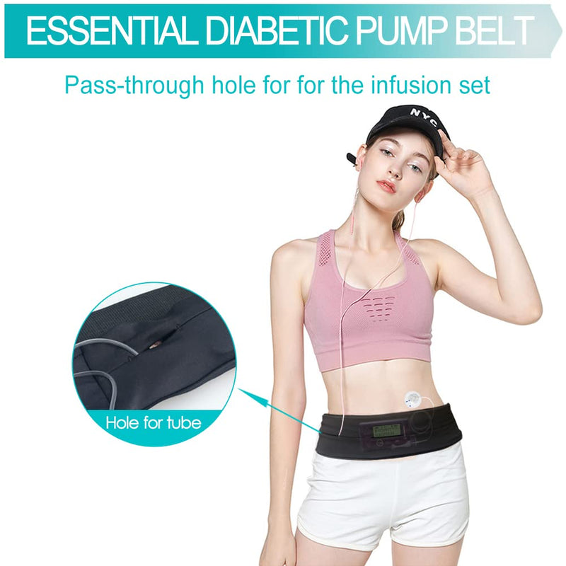 [Australia] - Comfortable Insulin Pump Belt Diabetic Pouch T1D Holder Waist Band for Diabetes Epipen Tube Medical Devices Accessories Secure Men Women Running Travel Black Large Large(Pack of 1) 