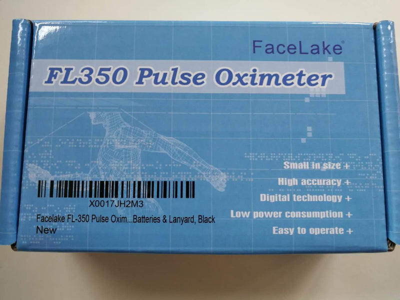[Australia] - Facelake FL-350 Pulse Oximeter with Carrying Case & Batteries & Lanyard, Black 