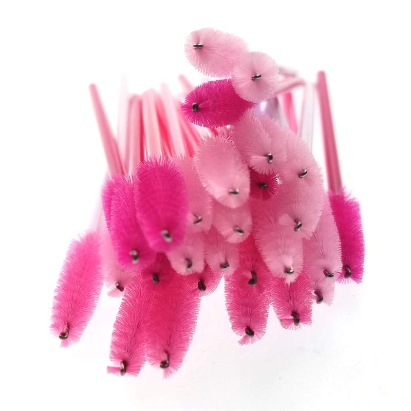 [Australia] - JZK 200 x Plastic disposable pink mascara applicator wands eyelash brushes for extensions eyebrow wand lash brow brush 