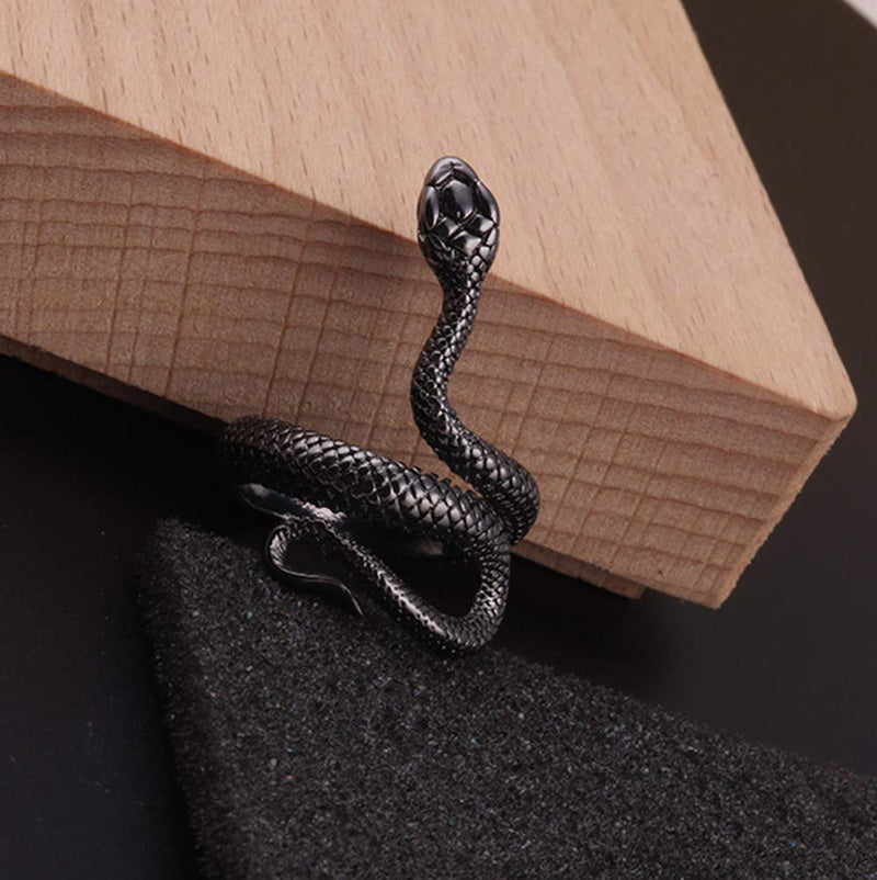[Australia] - HIIXHC Snake Rings Fashion Animal Rings for Women Snake Ring Vintage Jewelry Rings for Men Adjustable Size black snake ring 