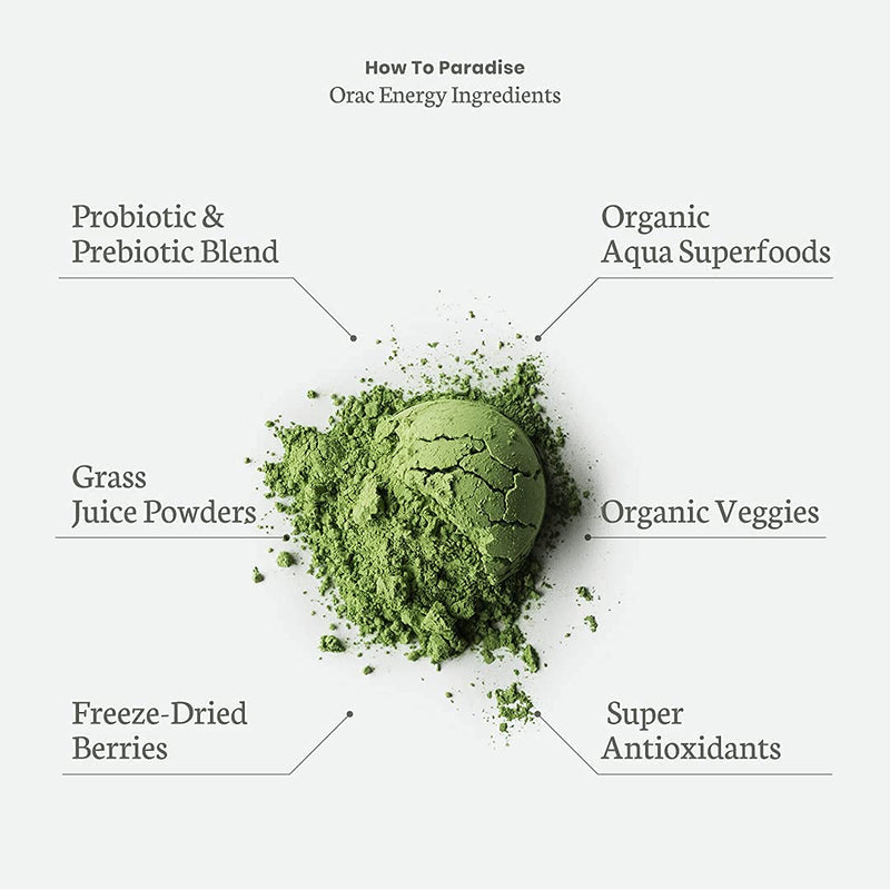 [Australia] - Paradise ORAC Energy Greens | Organic Alkalizing Grass Juice Powder Extracts | Organic Veggies and Berries, Adaptogens & Probiotics | Keto + Paleo + Vegan Friendly Green Superfoods |12.8 Ounces, 60 Servings 60 Servings (Pack of 1) 